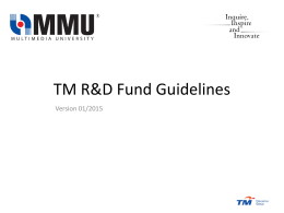 TMR&D Fund Guideline - Multimedia University