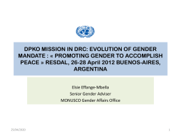 DPKO MISSION IN DRC: PHASES AND GENDER DIMENSIONS