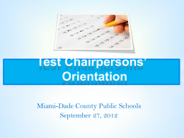 Test Chairpersons’ Orientation - Miami