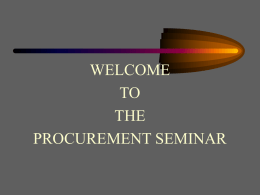 Procurement Seminar - CPS : Home : Welcome