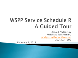 WSPP Service Schedule R A Guided Tour