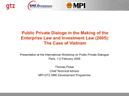 Public Private Dialoge in the Making of the Enterprise Law