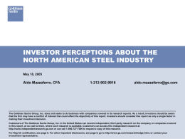 INVESTOR PERCEPTIONS ABOUT THE NORTH AMERICAN STEEL INDUSTRY