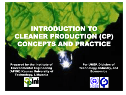 INTRODUCTION TO CLEANER PRODUCTION CONCEPTS AND …