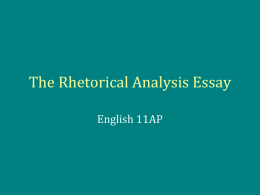 The Rhetorical Analysis Essay