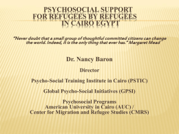 Psychosocial Support for Refugees by Refugees in Cairo Egypt