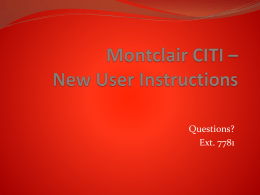 Montclair CITI – New User Instructions