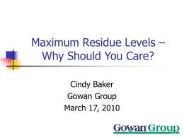 Maximum Residue Levels - University of California, Davis