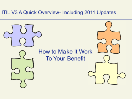 ITIL V3 A Quick Overview- Including 2011 Updates