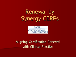 Renewal by Synergy CERPs