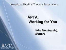 APTA: Working For You - Virginia Physical Therapy Association