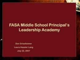 FASA Middle School Principal’s Leadership Academy