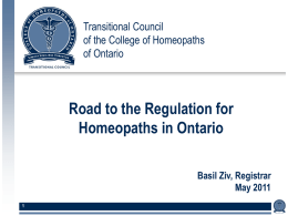 Transitional Council of the College of Homeopaths of Ontario