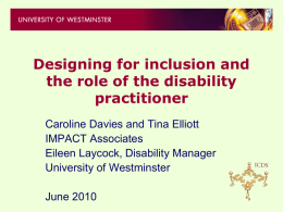 Embedding Inclusion for Disabled Students: The ICDS Project