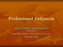 Professional Judgment
