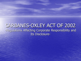SARBANES-OXLEY ACT OF 2002