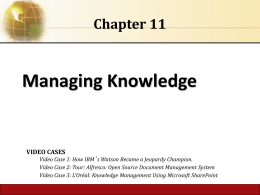 MANAGING KNOWLEDGE