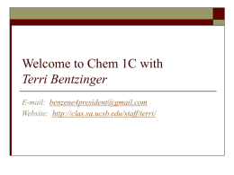 Welcome to Chem 1C with Terri Bentzinger