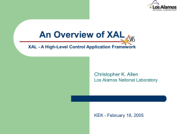 An Overview of XAL XAL - A High