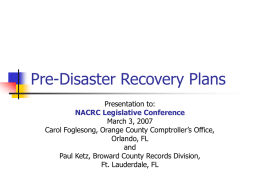 Pre-Disaster Recovery Plans - National Association of