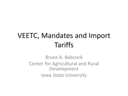 VEETC, Mandates and Import Tariffs