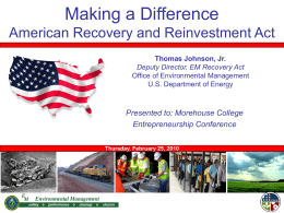 American Recovery and Reinvestment Act (ARRA)