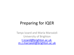 Preparing for IQER: using the Academic Infrastructure