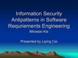 Information Security Antipatterns in Software Requriements