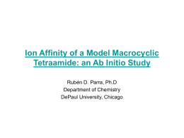 Ion Affinity of a Model Macrocyclic tetraamide: an Ab