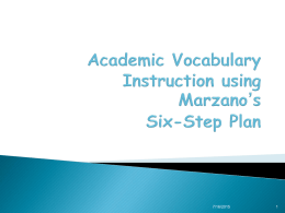 Academic Vocabulary Instruction using Marzano’s Six