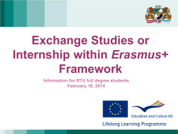 Kas ir Erasmus? - Riga Technical University