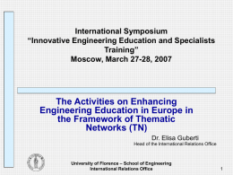 International Symposium on New Methods and Curricula in