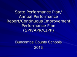 State Performance Plan/ Annual Performance Report