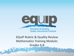 EQuIP Rubric & Quality Review