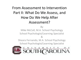 From Assessment to Intervention Part II: What Do We Assess