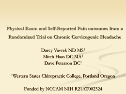 Physical Exam and Self-Reported Pain outcomes from a