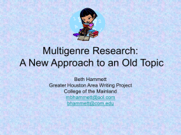 A New Approach to an Old Topic: Multigenre Research