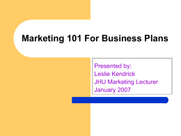 Marketing 101 For Busienss Plans