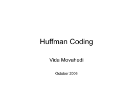 Huffman Coding - Elder Laboratory: Human & Computer Vision