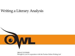 Writing a Literary Analysis (PowerPoint Presentation)