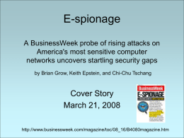 E-Spionage A BusinessWeek probe of rising attacks on