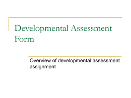 Developmental Assessment Form