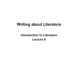 Writing about Literature - School of English and American