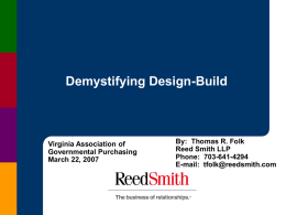 Design-Build - Virginia Association of Governmental Purchasing