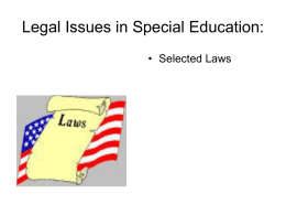 Legal Issues in Special Education: