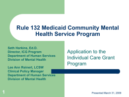 Rule 132 Medicaid Community Mental Health Service Program