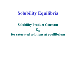 Solubility Equilibria - Mesa Community College