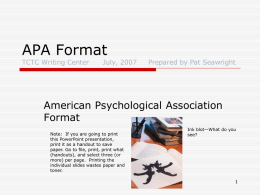 APA Format - Tri-County Technical College