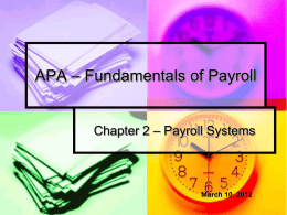Fundamentals of Payroll - Chicago Chapter APA