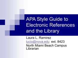 APA Style Guide to Electronic References and the Library